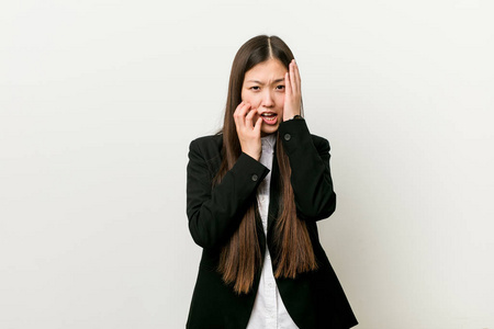顾问 企业家 经销商 可爱的 女人 工人 哭泣 工作 强调照片