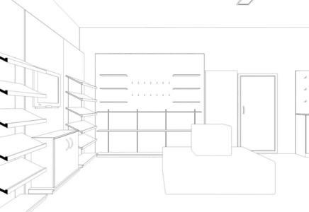 新的 三维 薄纱 货架 商店 地板 可视化 安慰 吊灯 公寓