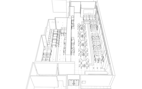 打印 蓝图 咖啡馆 房子 活的 新的 家具 素描 插图 窗口