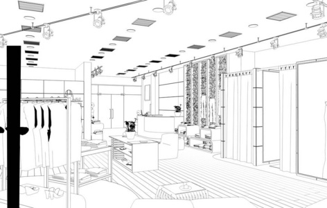 桌子 商店 购物 椅子 墙壁 插图 提供 公寓 新的 吊灯