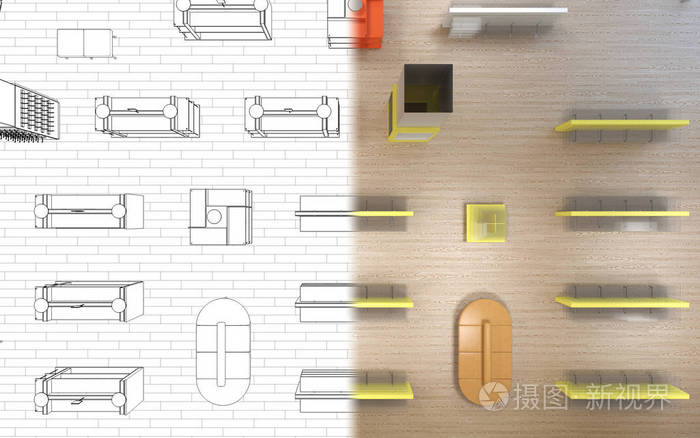 安慰 房间 公寓 衣服 可视化 沙发 颜色 提供 三维 新的