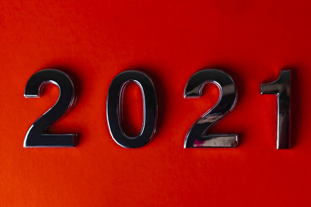 特写镜头.2021年公布的数字.金属光泽.照片