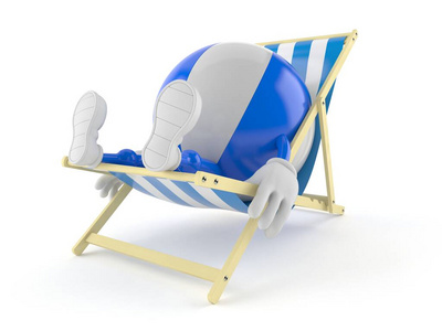 沙滩球人物躺在躺椅上图片