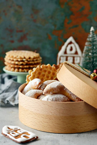 百吉饼 甜的 冬天 庆祝 礼物 圣诞节 假日 雪花 核桃