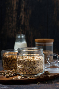 healthy foods  oatmeal, cereal and homemade granola 