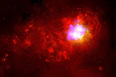 美丽的遥远星系，红色，相位明亮。这张图片的元素是由美国宇航局提供的。