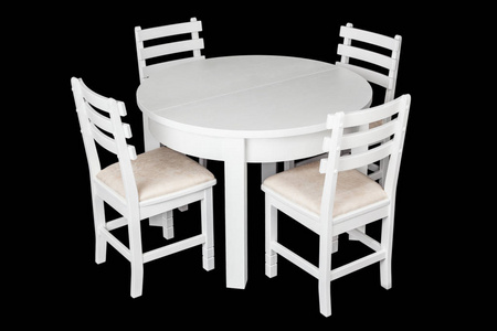 Elegant white table and chairs with clipping path. White table a