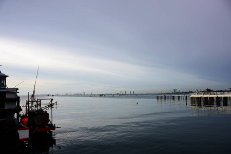 波浪 风景 亚洲 海岸 运输 泰国 早晨 村庄 自然 船舶