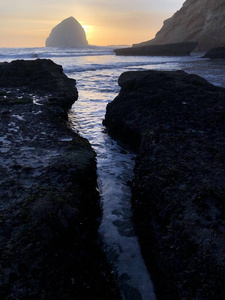 海岸 海滩 俄勒冈州 海洋 日落