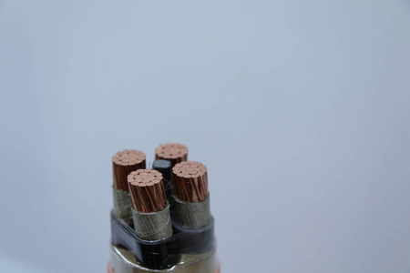 The copper wires in electric power cable 