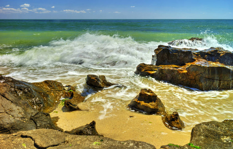 旅行 海岸 波动 太阳 目的地 绿松石 海景 美丽的 地中海