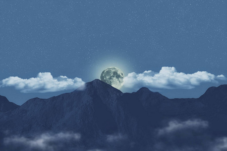 小山 神秘的 自然 满月 星星 风景 天文学 银河系 月光