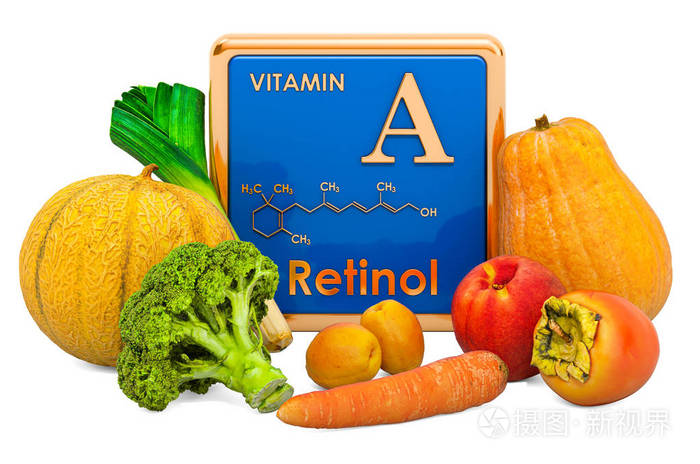 维生素a视黄醇含量最高的食物三维渲染