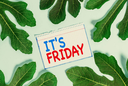 短信显示今天是星期五.周六或周末前工作周的最后一天的概念照片.照片