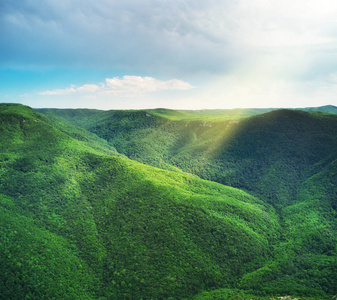 Greem hills of mountain forests. 