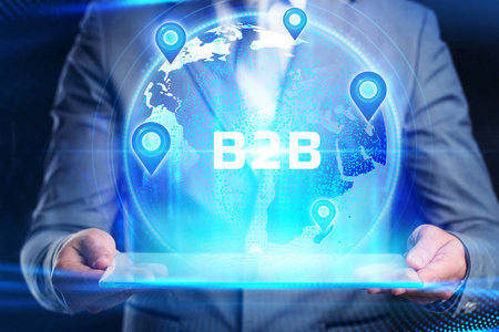 商业技术互联网和网络概念。B2B商务公司商务技术营销理念。