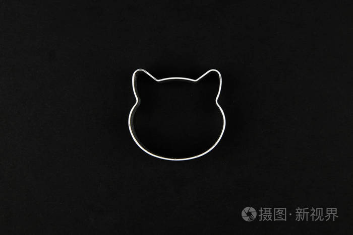 黑色背景的猫标志猫头标志抽象标志与猫的头在黑白美托利猫