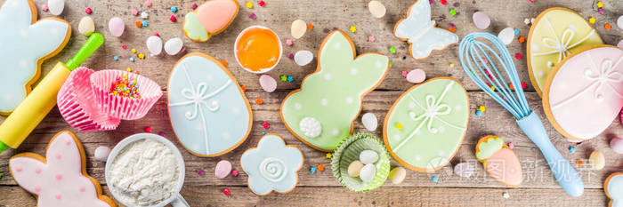 Happy easter baking background 