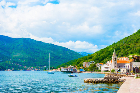 Small village in Kotor bay near Tivat Montenegro. 