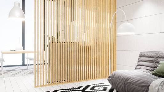 北欧风格的现代设计客厅内饰。三维渲染