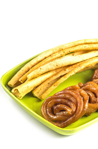 印度菜Fafda和Jalebi，古吉拉特邦的特色菜。