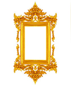 白色背景上独立的金色复古相框。