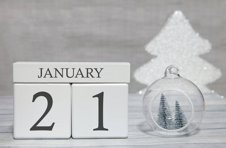 一年的第一个月,带有数字和月份的日历,即1月21日.