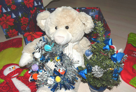 帽子 圣诞老人 毛皮 圣诞节 动物 泰迪 软的 可爱的 玩具