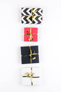 Christmas set with white, red and black gifts 