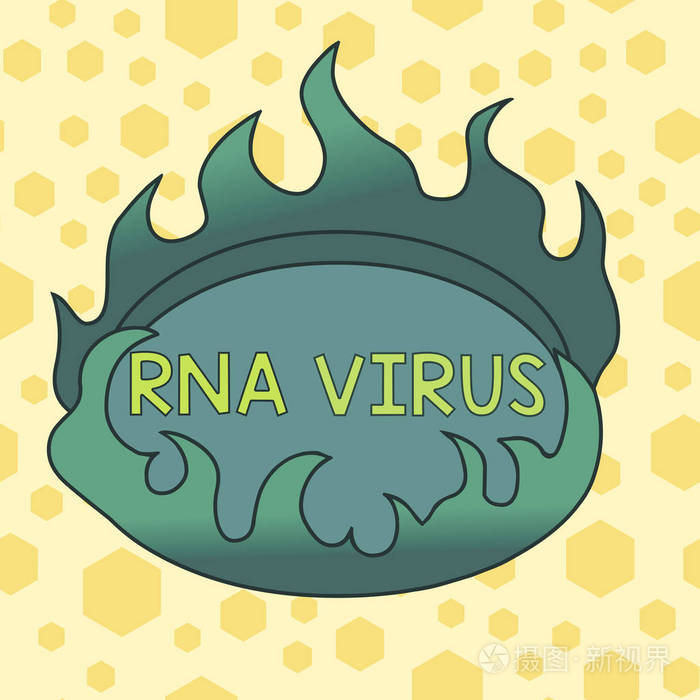 显示Rna病毒的文字标记。概念图一种病毒的遗传信息是以RNA的形式存储的非对称形状不规则形状图案物体轮廓多色设计。
