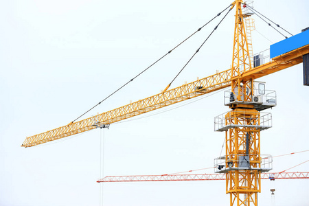 Tower cranes build residential buildings 