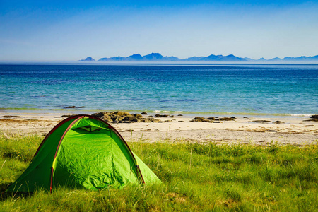 挪威Lofoten海滩海滨帐篷