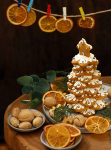 庆祝 圣诞节 季节 姜饼 甜的 饼干 桌子 礼物 面包店