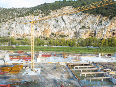 Aerial view of a construction site 