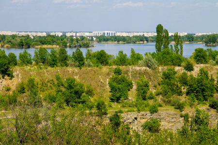 View on the river Dnieper and city Komsomolsk 