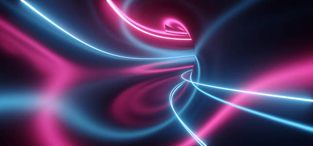 隧道光束科幻未来紫蓝色光束暗荧光霓虹灯照片