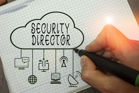 文字文字安全总监。为企业工作的私人保安部队负责人的业务概念。