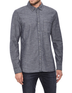 Formal grey shirt for men paired with denim and white background