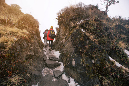 女人 男人 极端 山谷 在一起 旅行 团队 运动 耐力 夫妇