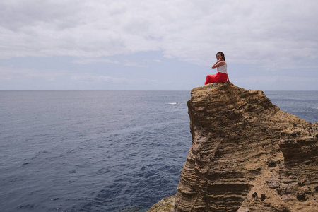 活动 美丽的 天空 站立 极端 女人 风景 流浪癖 日落