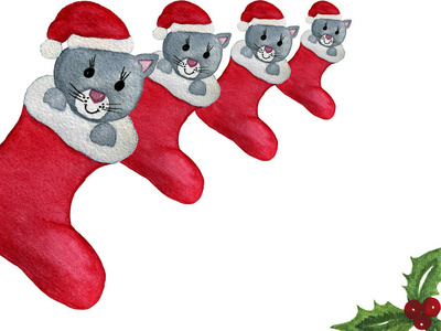 冬天 性格 小猫 假日 复制空间 水彩 服装 短袜 玩具