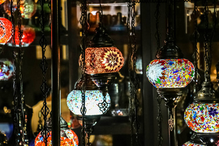 传统 市场 火鸡 艺术 纪念品 彩色灯光 伊斯坦布尔 阿拉伯语