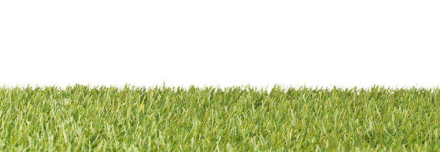 绿色草地草坪横幅隔离在白色背景和复制空间