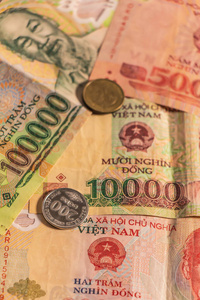 越南盾纸币和硬币