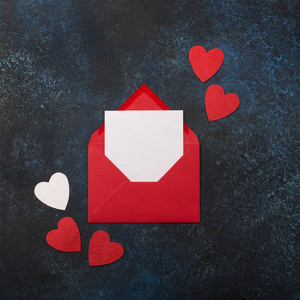 Empty card with Red envelope and hearts.