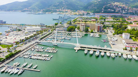 La Spezia, Italy. Bridge Thaon di Revel. View from above, Aerial