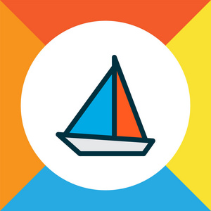 帆船图标彩色线条符号。高品质独立游艇元素，时尚风格。
