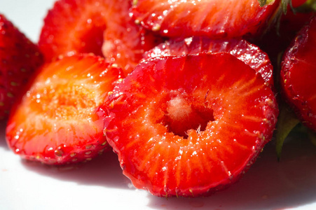 Strawberry is a sweet soft red fruit with a silvered surface. A 