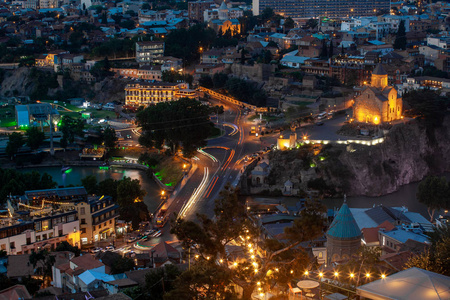 第比利斯古城夜景。提夫利斯是世界上最大的城市