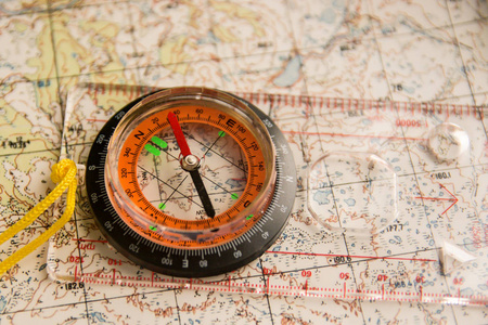 Map and compass. 